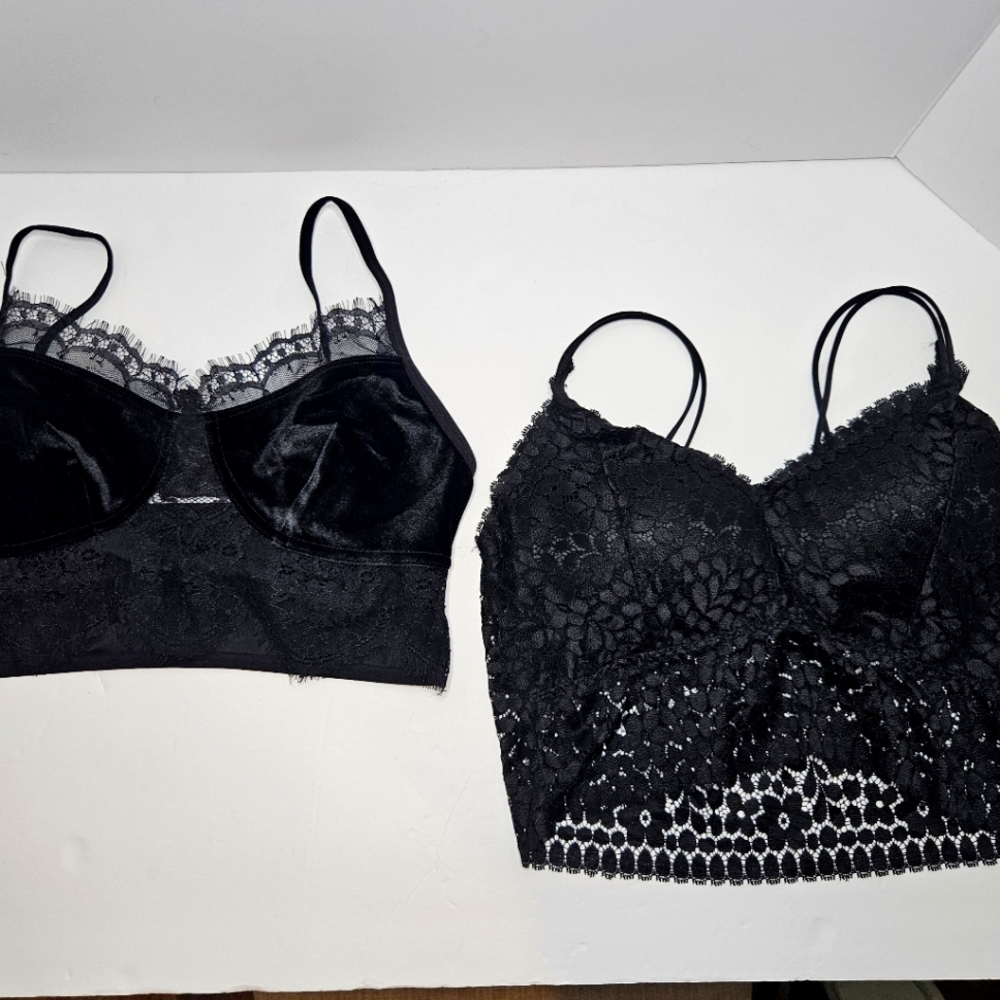 Wm Sz M Top Strappy Lace Velvet V Neck Rave Y2K Goth Halloween Fairy Camisole BK